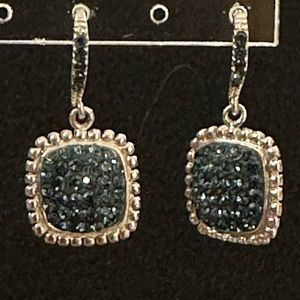 Blue and Green Drusie Stone Earrings